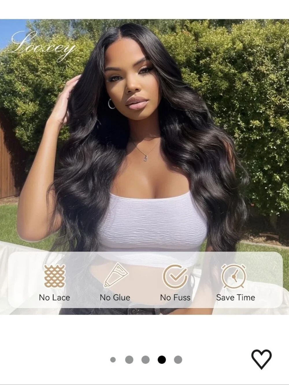 V Part Wig Body Wave Synthetic Half Wig 22 Inch Black
